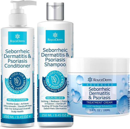 Seborrheic Dermatitis & Psoriasis Cream, Shampoo and Conditioner Set