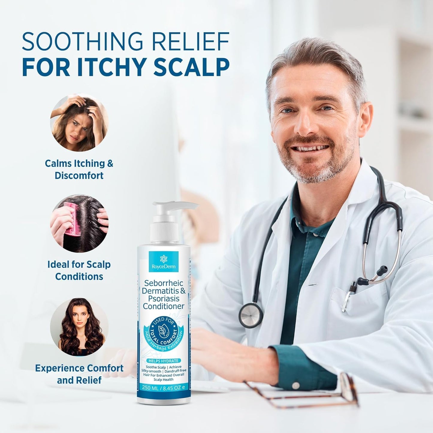 Seborrheic Dermatitis & Psoriasis Cream, Shampoo and Conditioner Set