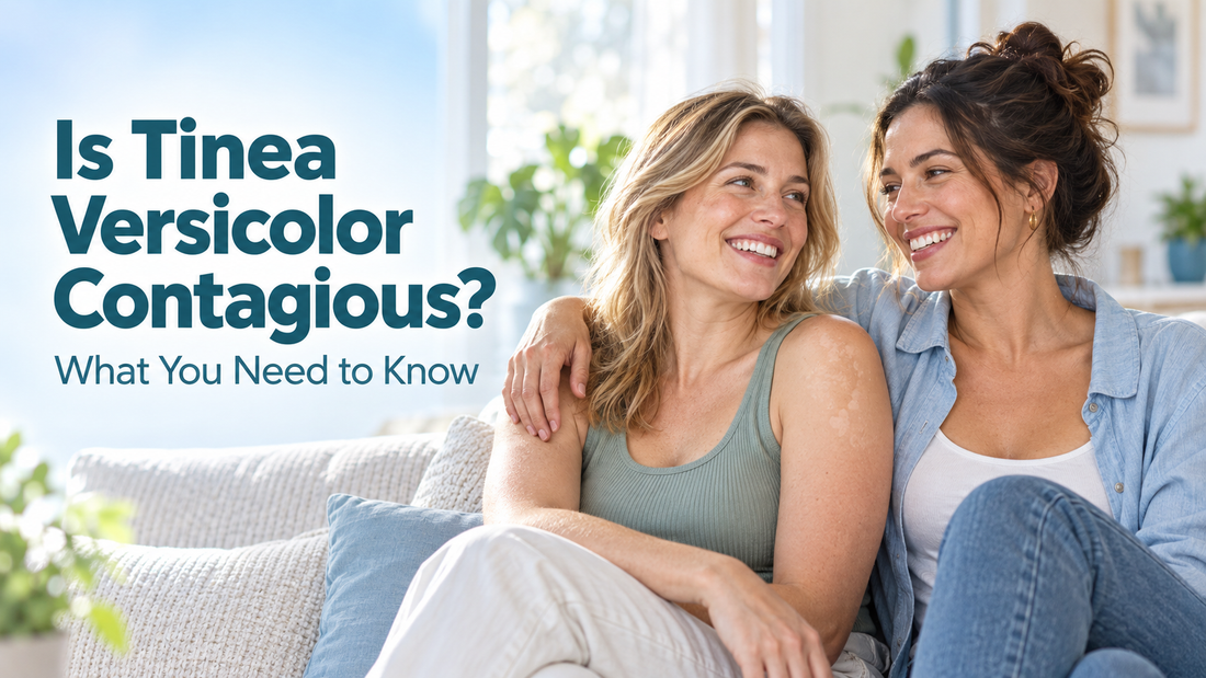 Two women sharing normal physical contact while discussing whether tinea versicolor is contagious