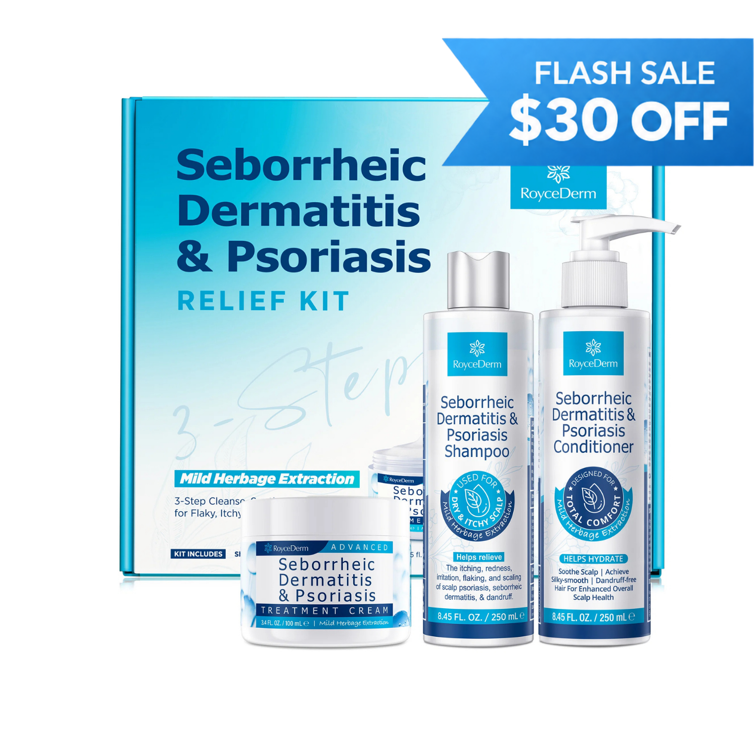 Skin & Scalp Relief Trio — Shampoo, Conditioner & Cream Set