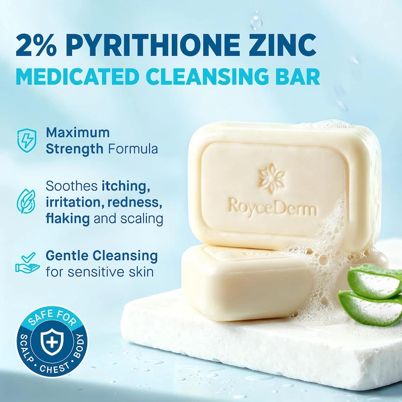 Pyrithione Zinc Medicated Cleansing Bar Soap – 2 × 4 oz