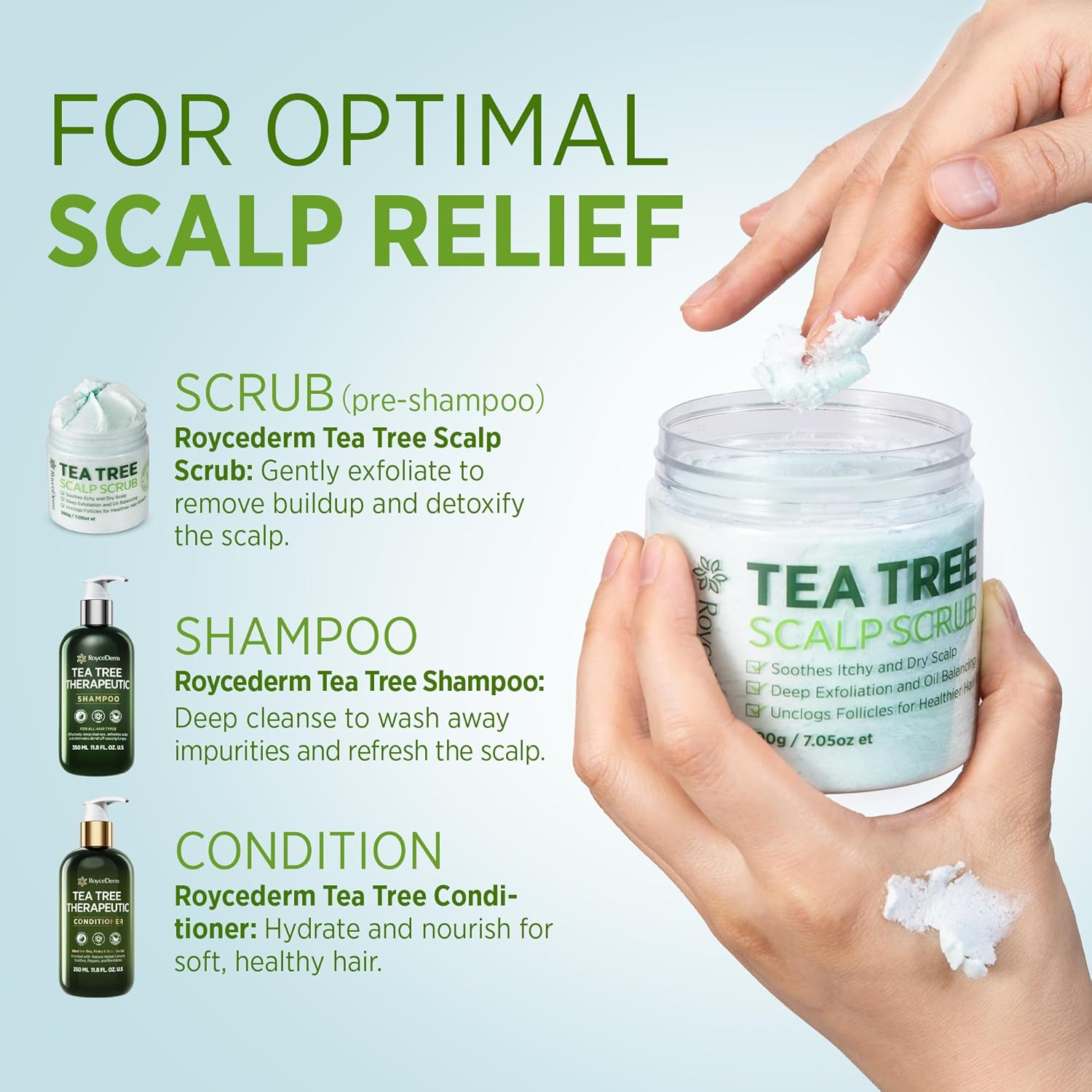Tea Tree Shampoo and Conditioner product set for scalp relief